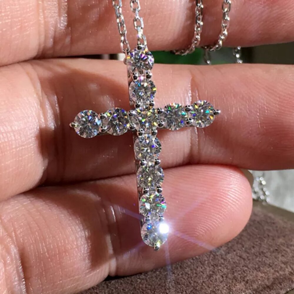 Elegant Silver Cross Pendant Necklace